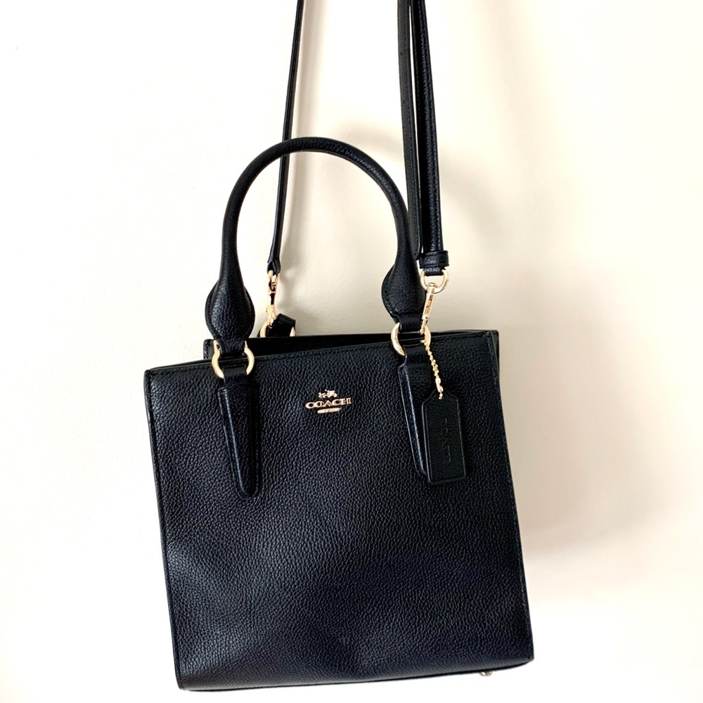 Black Coach Purse with Crossbody Strap